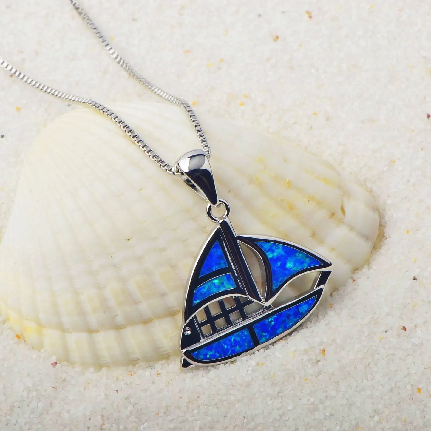 Aobao Silver Plated Copper Alloy Opal Minimalist Geometric Necklace
