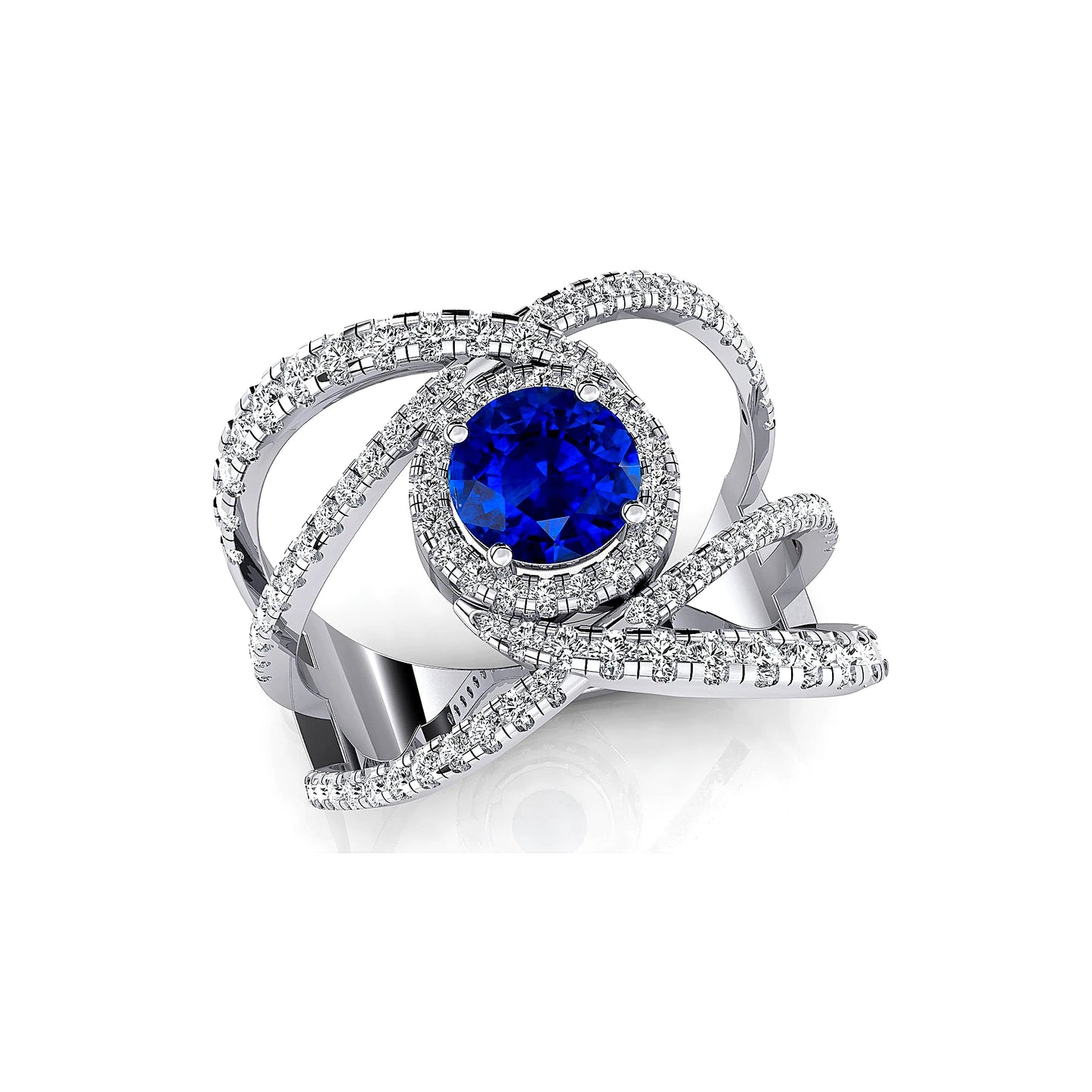 Lab Grown Blue Sapphire Gemstone Solitaire Diamonds Engagement Wedding Rings 18k Solid Gold Rhodium Plated Luxurious Birthstone