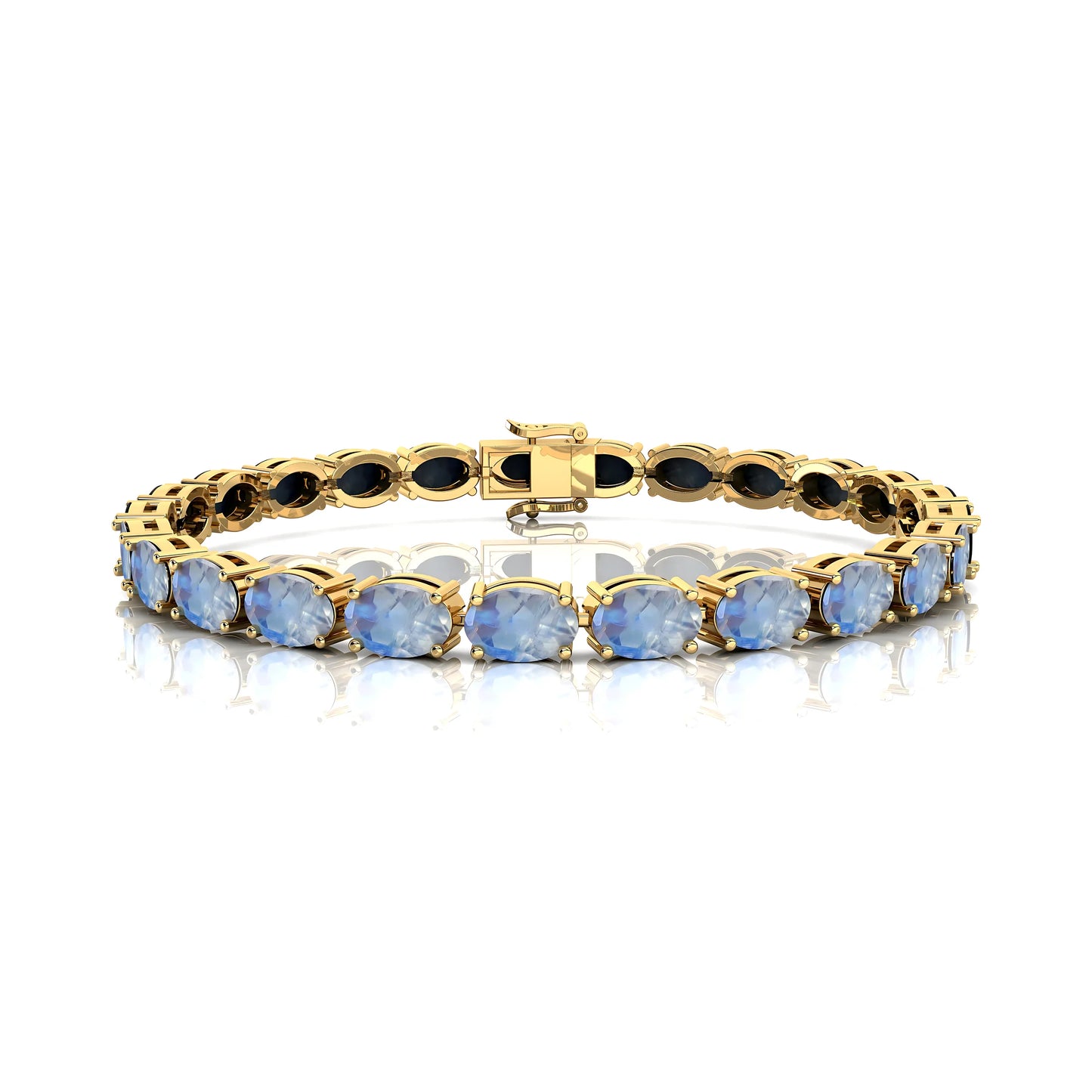 Natural Moonstone Gemstone Handmade Tennis Chain Bracelet 10k 14K 18k Solid Gold Prong Set Unisexual Tennis Bracelet Wholesaler
