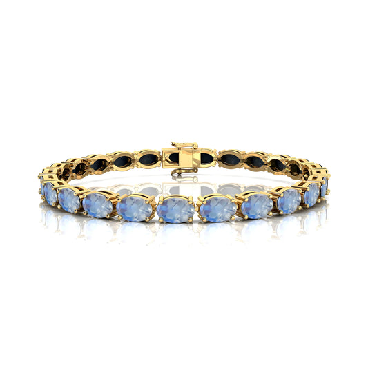 Natural Moonstone Gemstone Handmade Tennis Chain Bracelet 10k 14K 18k Solid Gold Prong Set Unisexual Tennis Bracelet Wholesaler