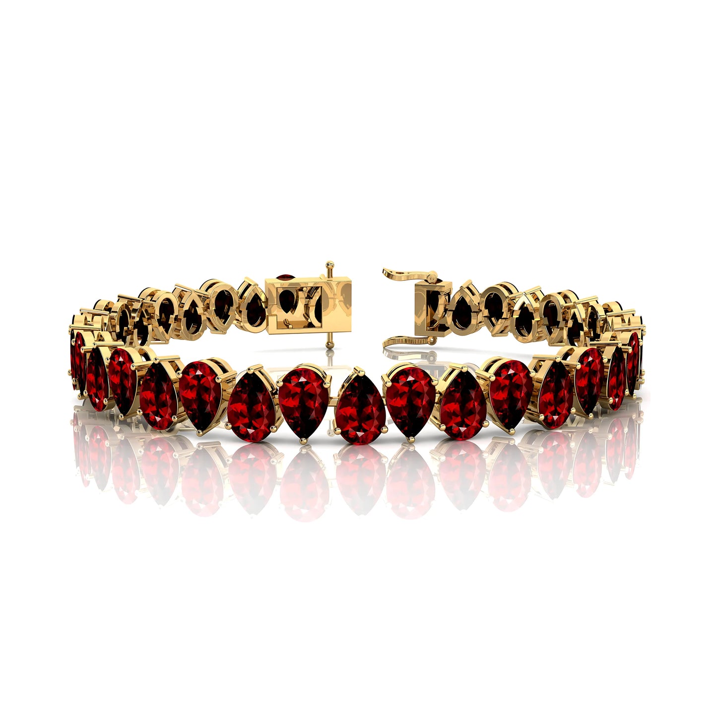 Natural Garnet Pear Shape Gemstone Handmade Tennis Bracelets Designer 14k Gold Fine Jewelry Unique Trendy Tennis Bracelet Gift
