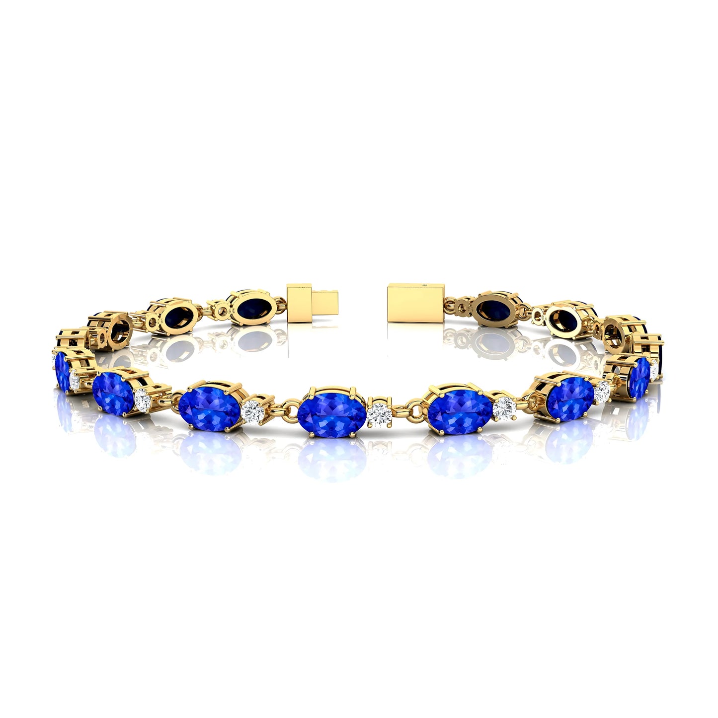 Exquisite Trendy Design 14k Gold 2.2mm Oval Cut Natural Tanzanite With Real Diamond Dainty Elegant Tennis Bracelets Wholesale