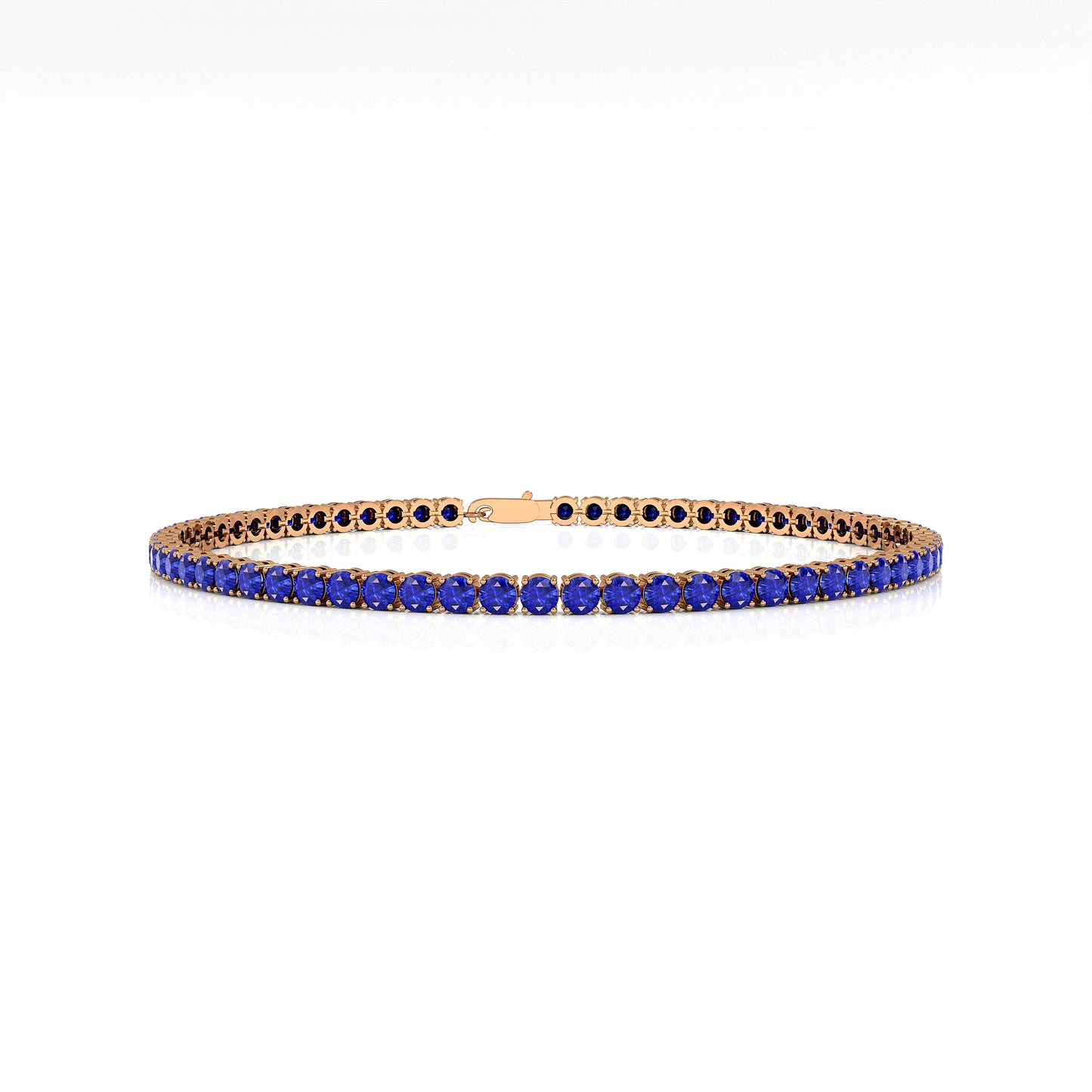 Women's Natural Blue Sapphire Tennis Bracelet 14K Yellow Gold Prong Setting 2.00 Ctw Elegant Charm Gift RTS