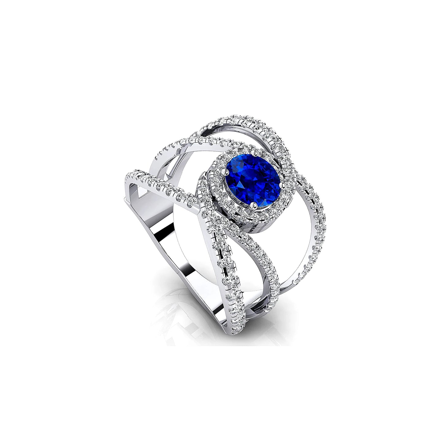 Lab Grown Blue Sapphire Gemstone Solitaire Diamonds Engagement Wedding Rings 18k Solid Gold Rhodium Plated Luxurious Birthstone