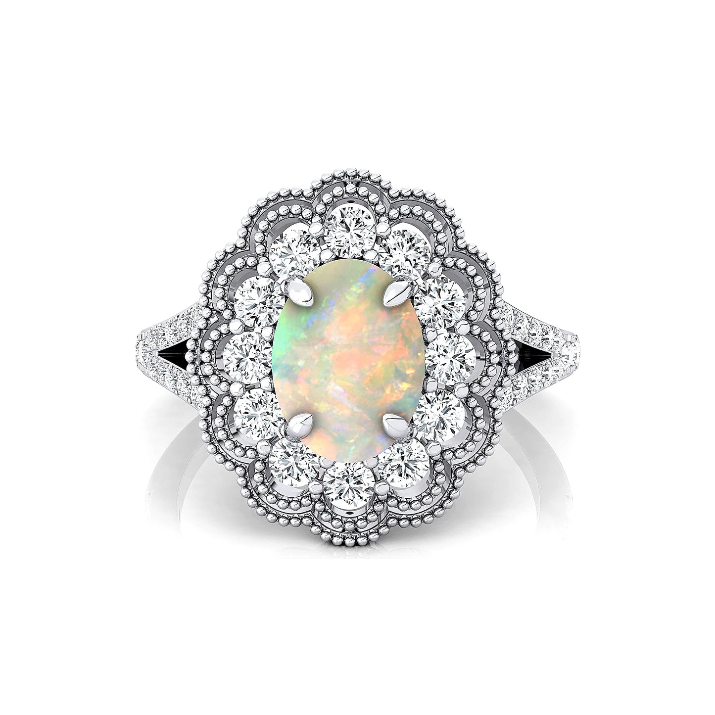 Solid Gold Natural Ethiopian Opal Gemstone Engagement Rings Real Diamonds Fine Birthstone Wedding Party OEM Wholesale Valentines