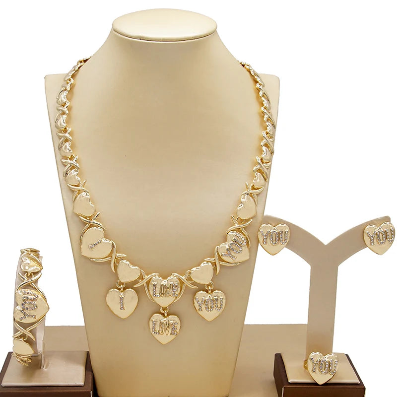 Zhuerrui Changeable Artificial Elegant Costume Bridal Beautiful Jewelry Sets I Love You Hug and Kiss Xoxo Jewelry Set X0059