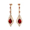 Flawless Design 18K Solid Gold Lab Ruby Gemstone Cute Engagement Wedding Party Gift Women Wear Diamond Dangle Drop Earrings Sets