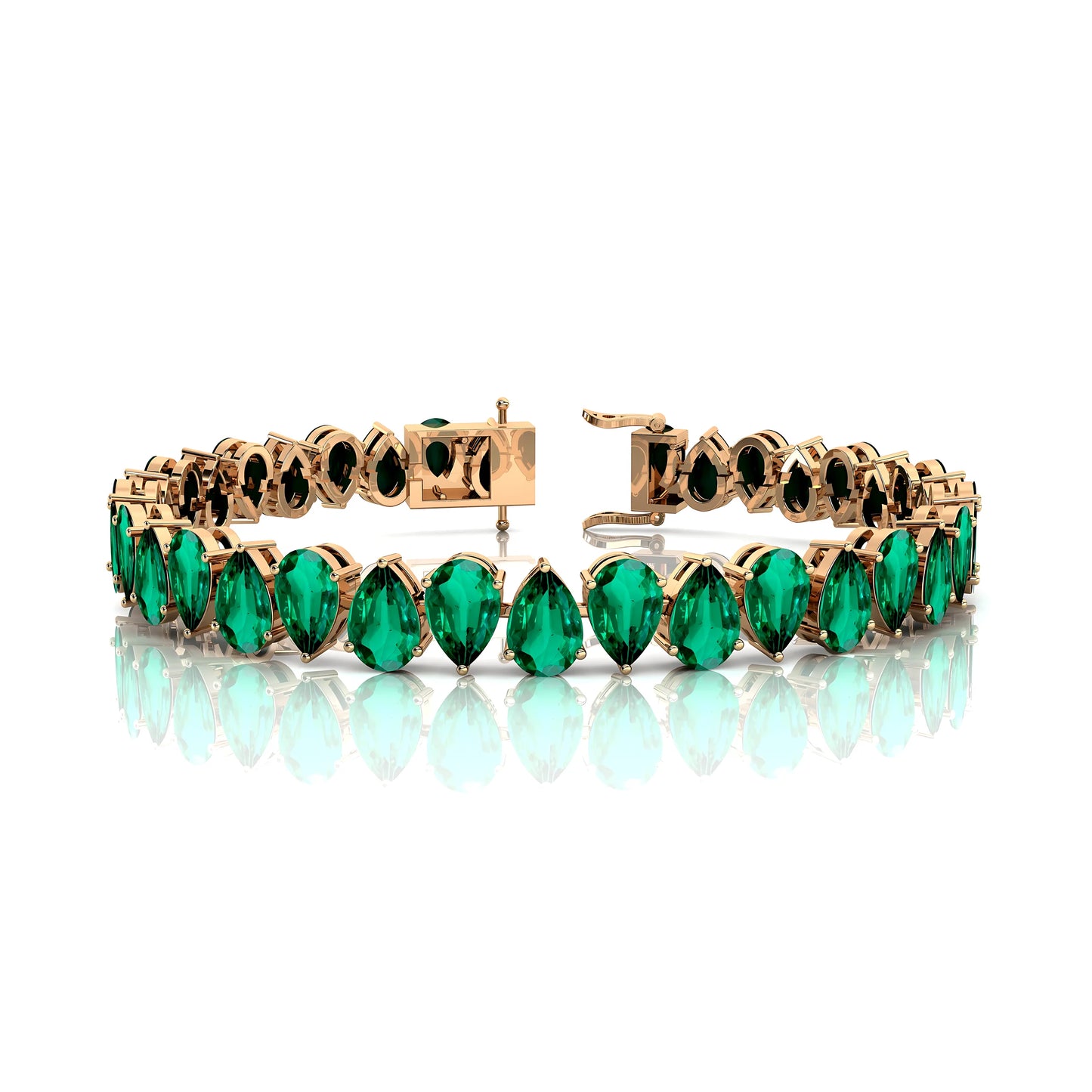 2025 Hot Selling Pear Cut Green Emerald Tennis Bracelet Women Fine Jewelry 10K 14K 18k Gold Link Chain Tennis Bracelet RTS