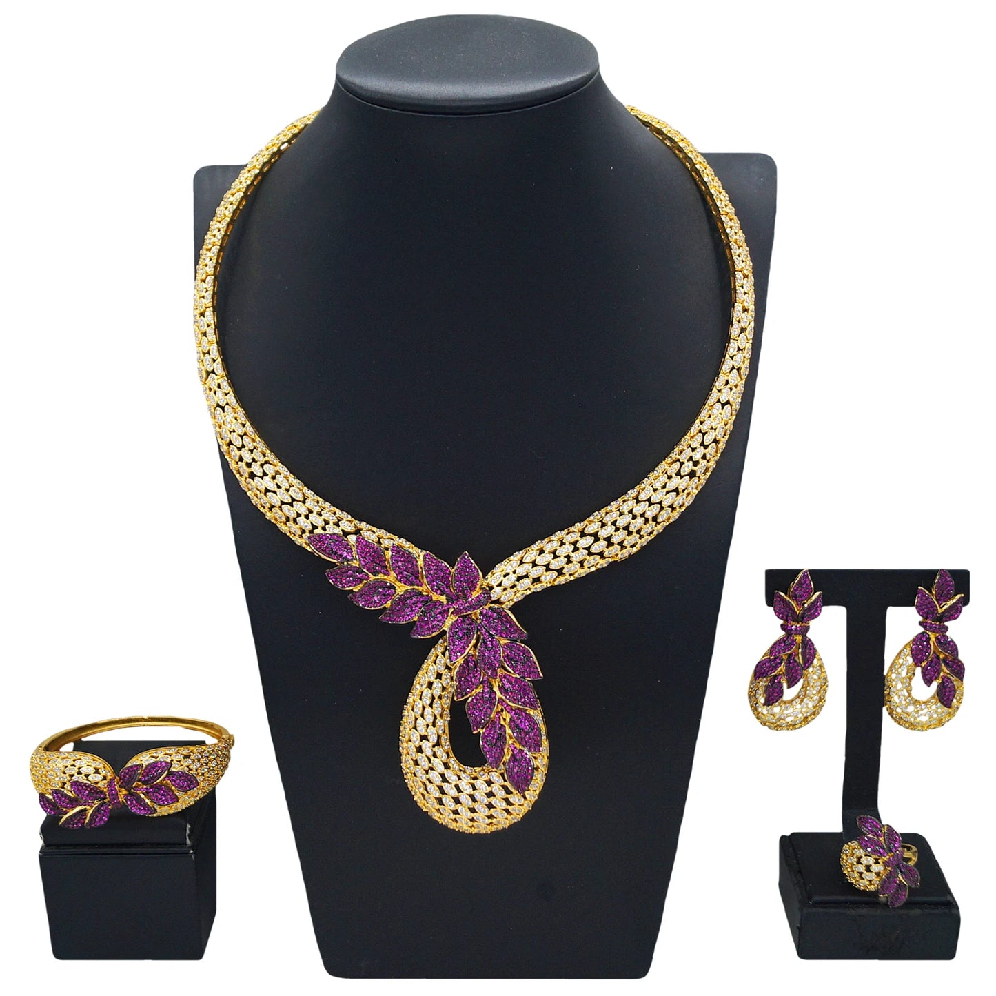 Zhuerrui New Design Sense Jewelry Set American High-end Diamond Series Ladies Classic Inheritance Wedding Four SetsHZ24018196