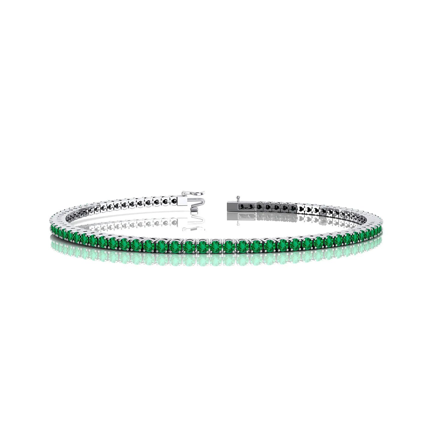 2026 14k Gold Natural 2mm Zambian Emerald Gemstone Tennis Bracelet Infinity Design Stacking Fine Jewelry Women Customized Size