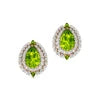 Luxurious Cute Halo Pear Cut Stud Earrings for Women Natural Peridot Gemstone and Real Diamonds Halo Studs 14k Solid Gold Gift