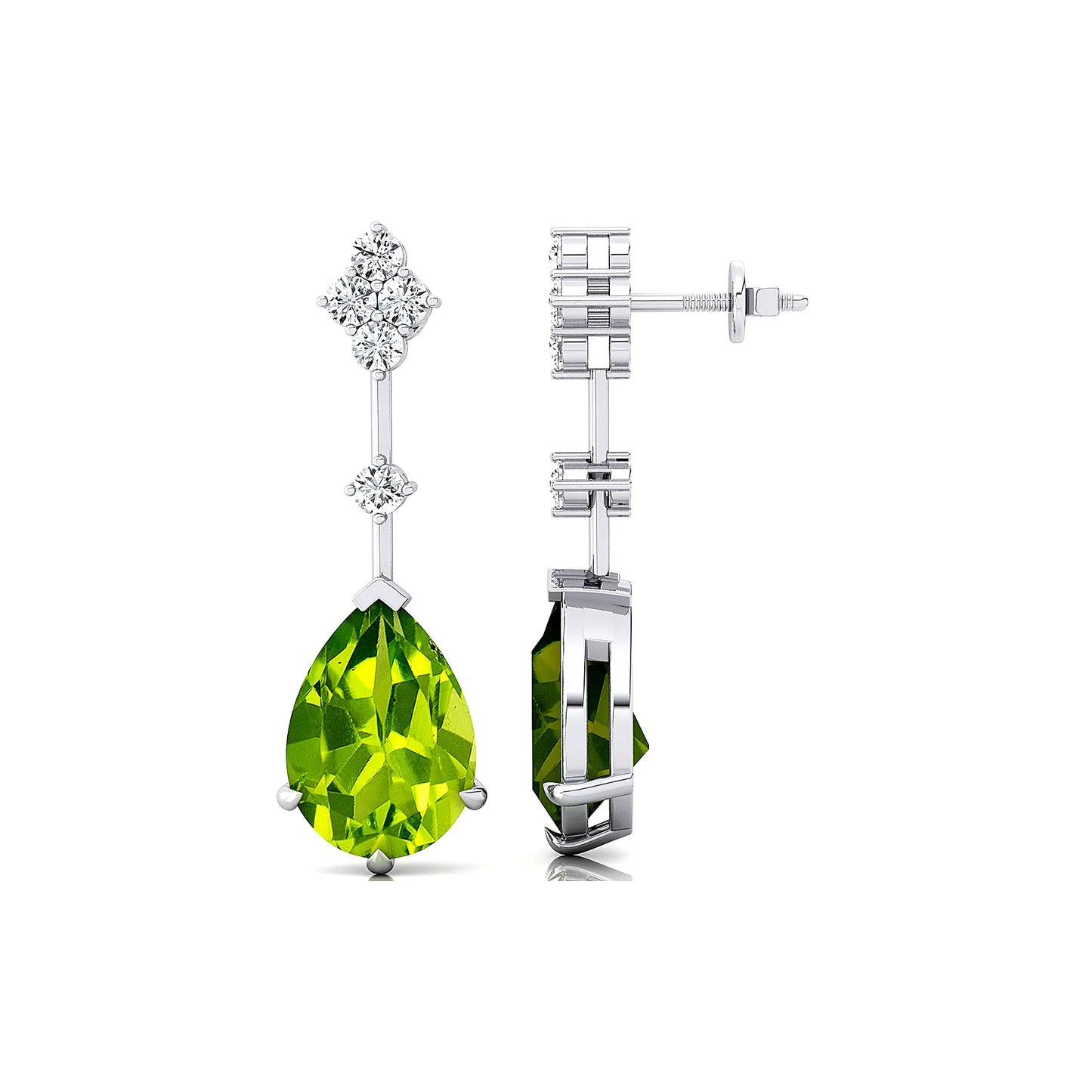 Cute Dainty Stud Earrings 18k Solid Gold Natural Peridot Gemstone Certified Real Diamonds Drop Earrings For Women Anniversary