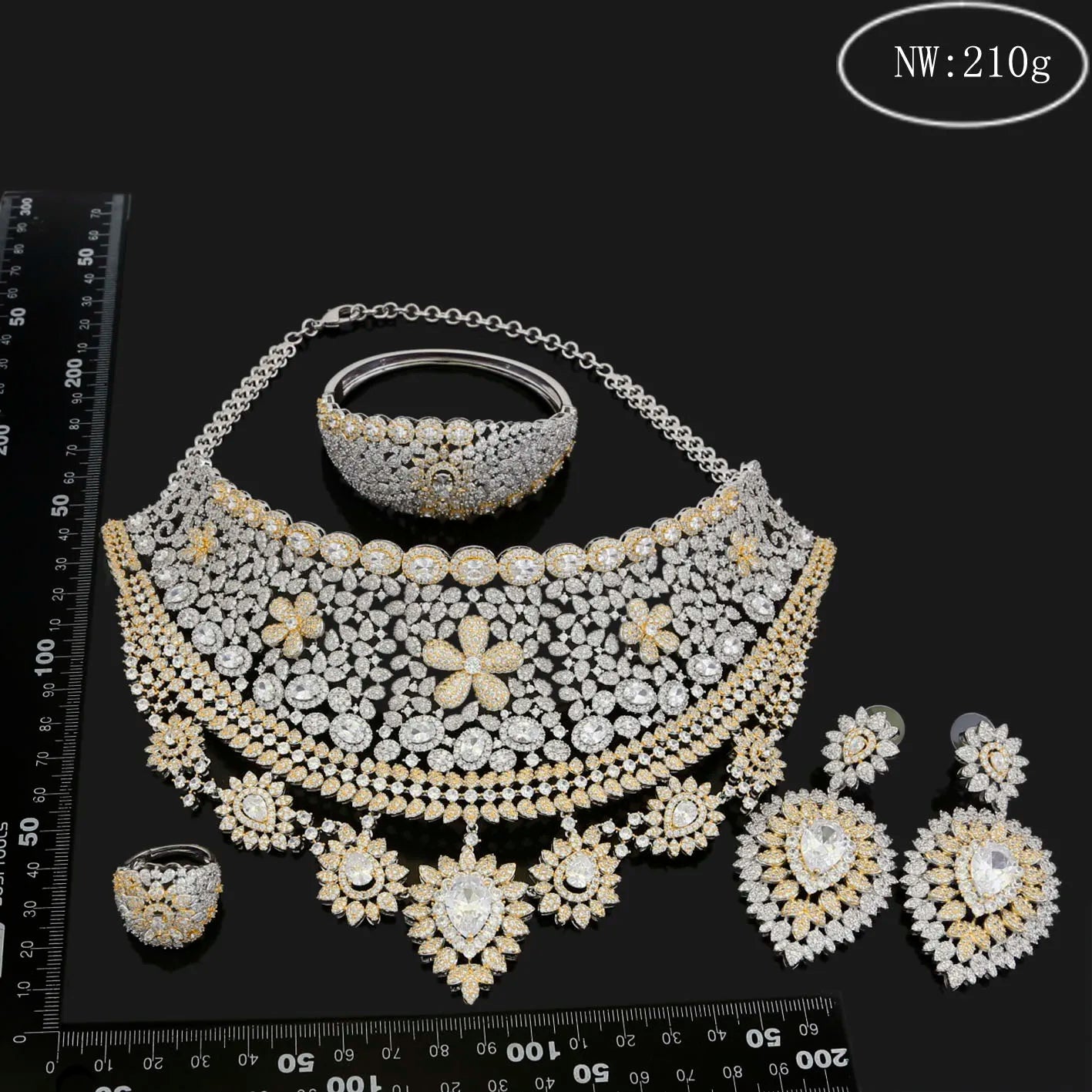 Zhuerrui Hot Sell Brass Girls Jewelry Diamond Women Wedding Cubic Zircon Crystal CZ Dubai Bridal Jewelry Set HZ18013001