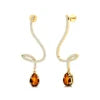 Trendy 18k Solid Gold Dangling Drop Earrings Studs Pear Cut Natural Citrine Gemstone & Real Diamonds Wedding Gift Earrings