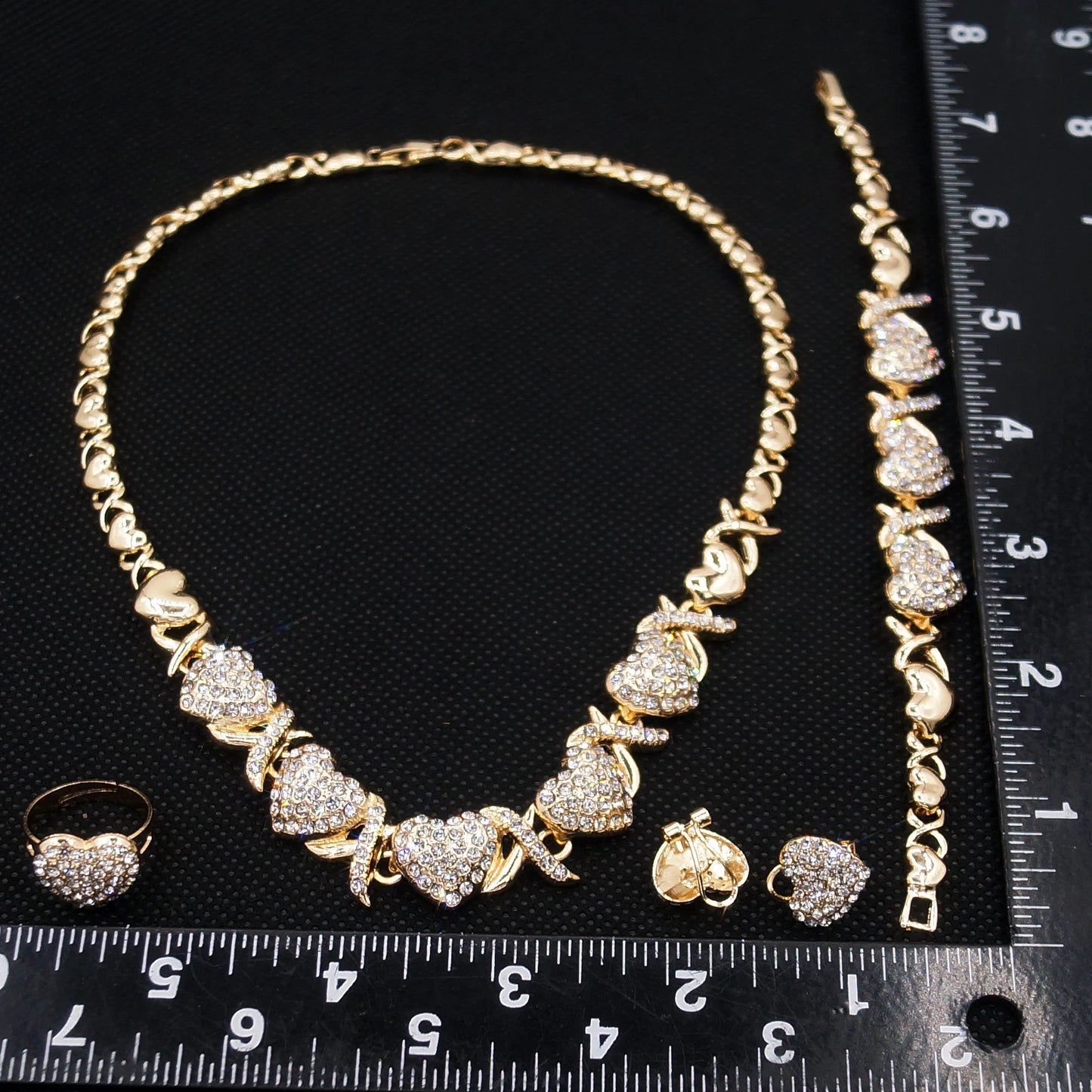 Zhuerrui Big Heart Hugs and Kisses I Love You Jewelry Set American Heart to Heart Xoxo Jewelry Sets Wedding Party Woman X0103
