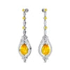 Dainty Drop Earrings Pear Cut Lab Created Yellow Sapphire and Real Diamonds Earrings 18k Solid Gold Rhodium Plated Wedding Gift