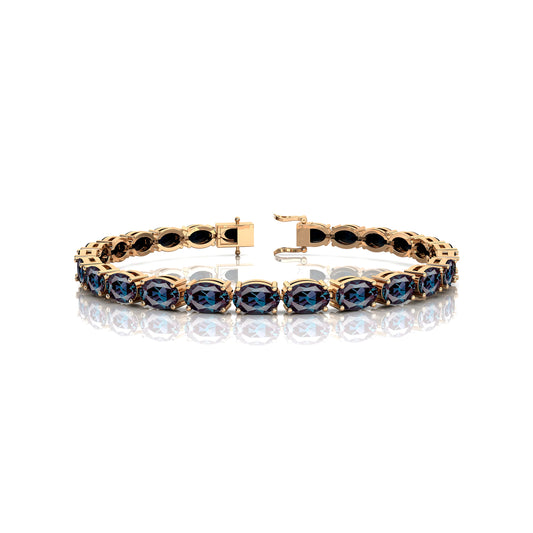 Unique Lab Grown Alexandrite Bracelet 14K Pure Gold Alexandrite Tennis Bracelet Bridal Wedding Women Alexandrite Chain Bracelet