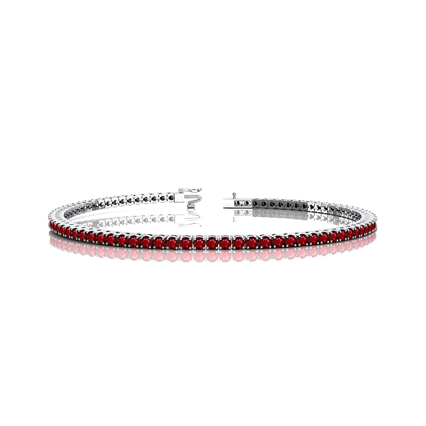 14K 18K Gold Natural Ruby 2mm Classic Tennis Bracelet Infinity Design Single Liner Stacking Jewelry Women's Wedding Gift