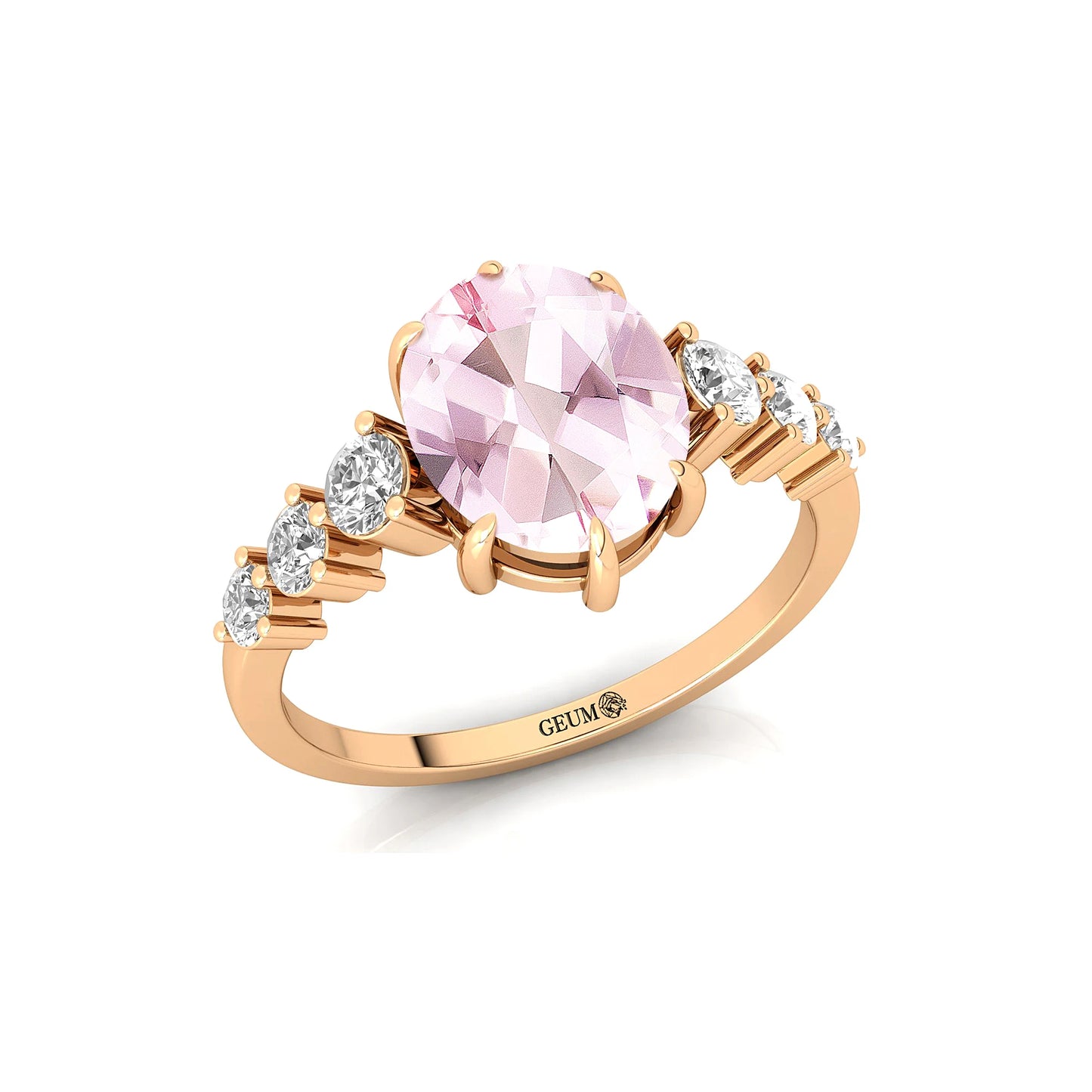 Luxurious 14k Solid Gold Cluster Rings Adorned Natural Morganite Gemstone 0.5ct Accent Diamond Pave Setting Unisex Ring