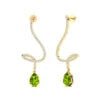 18k Solid Gold Cute Dangling Drop Earrings Natural Peridot Gemstone and Real Diamonds Luxurious Wedding Earrings For Wife ODM
