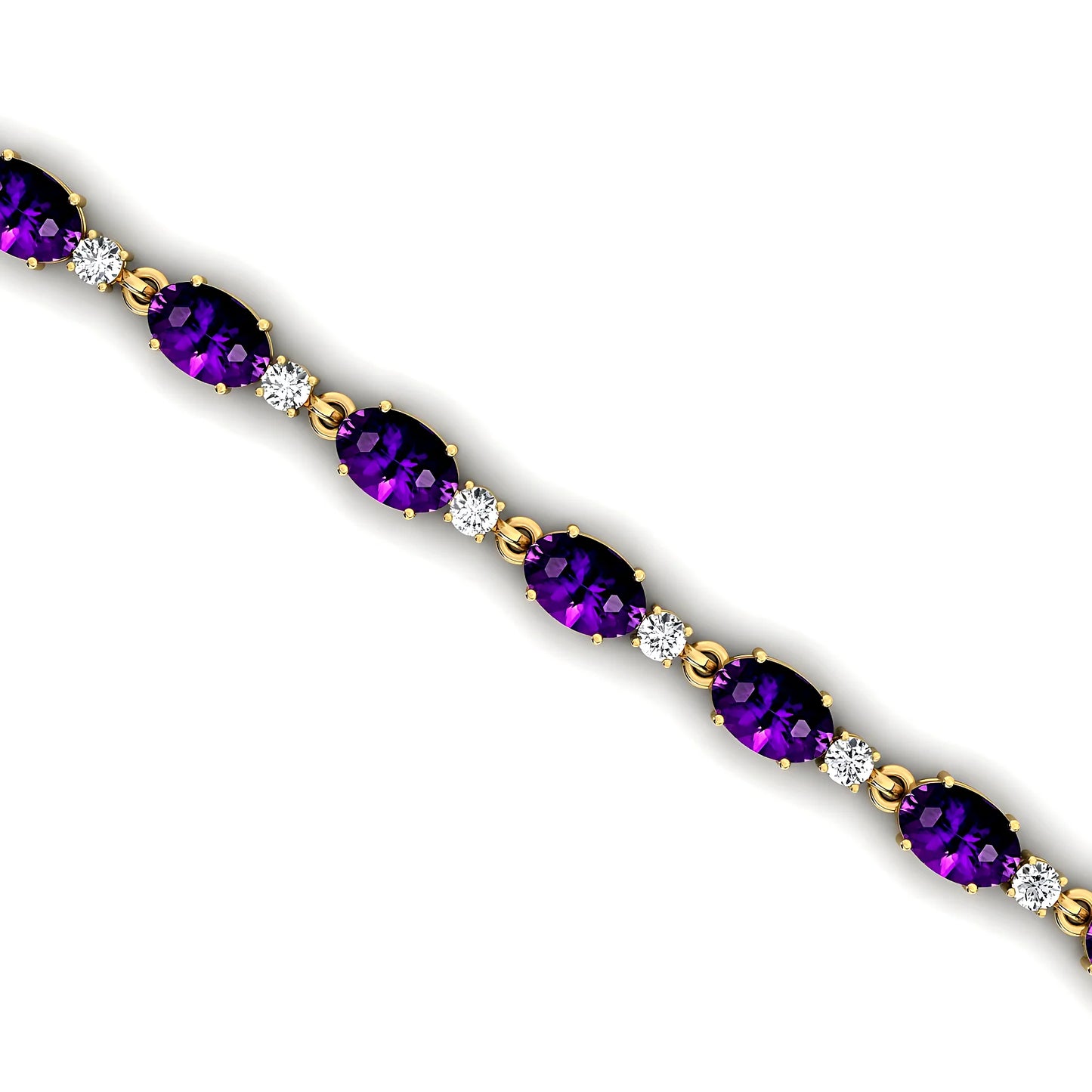 Classic Designer Purple Amethyst & Real Diamond Tennis Chain Bracelet 14k Solid Gold Prong Setting Diamond Tennis Bracelets RTS