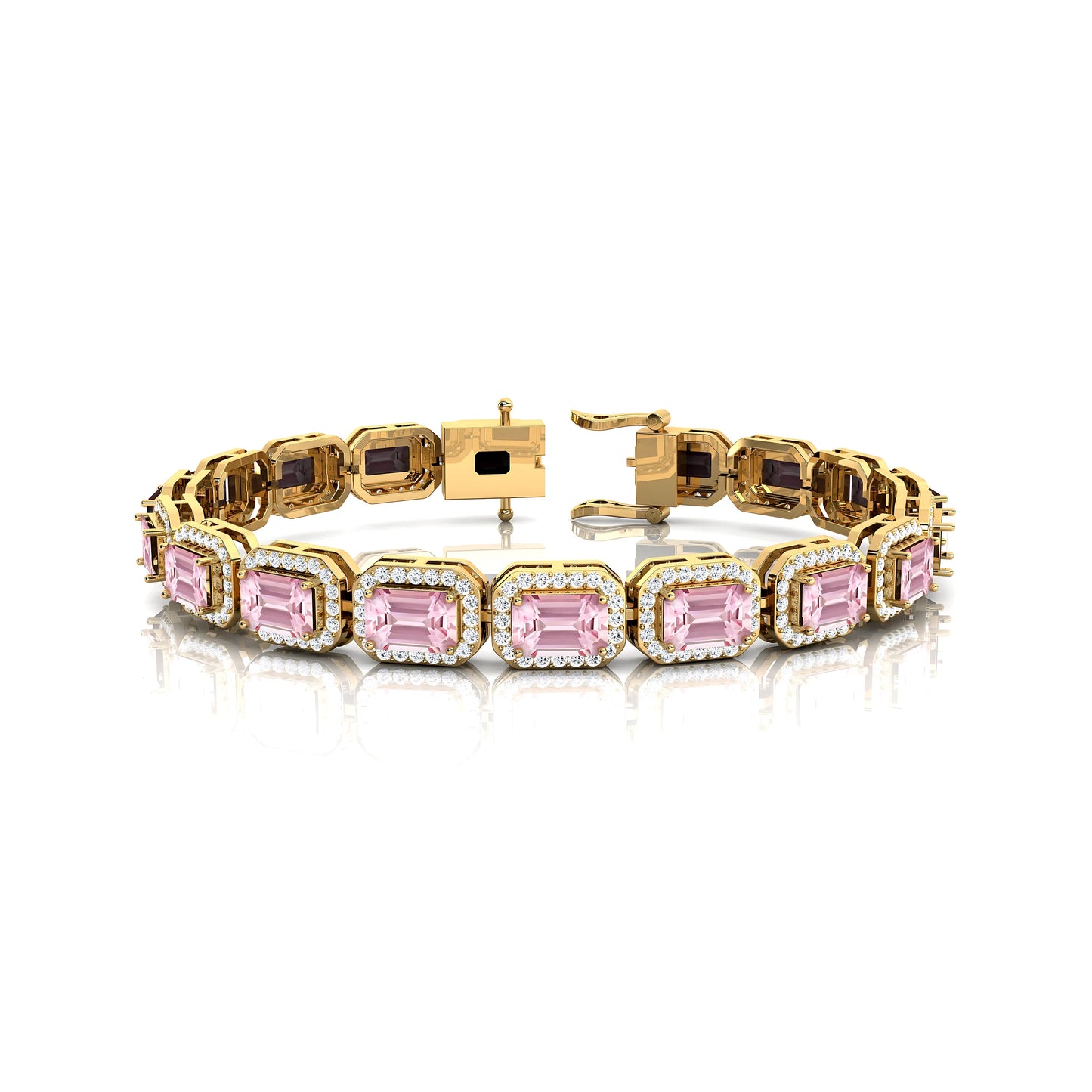 Real 10K 14K 18K Pure Gold Real Diamond & Pink Morganite Tennis Bracelet for Women Elegant 2025 Bridal Engagement Fine Jewelry