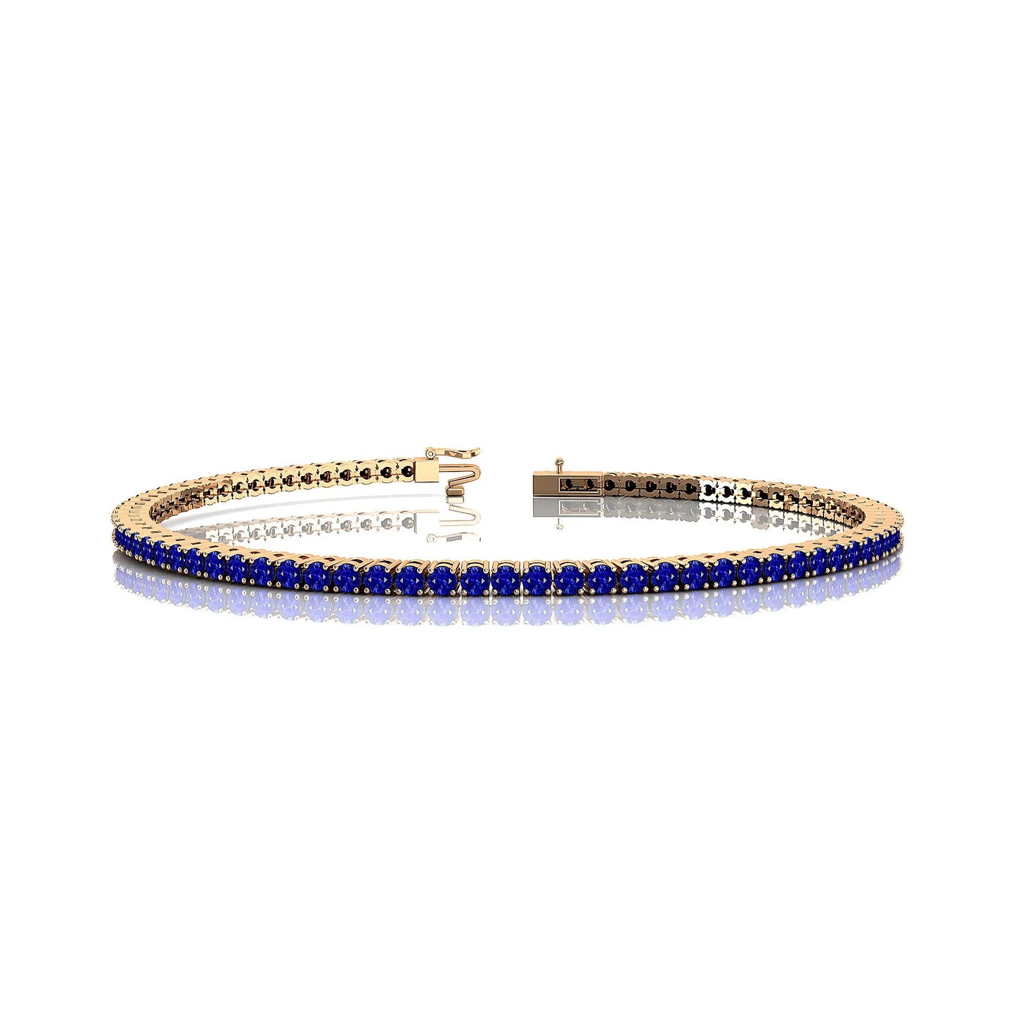 Women's Natural Blue Sapphire Tennis Bracelet 14K Yellow Gold Prong Setting 2.00 Ctw Elegant Charm Gift RTS