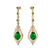 Luxurious Lab Grown Emerald Gemstone Real Diamonds Drop Dangle Earrings Solid Gold Rhodium Plated Fine Jewelry for Women Party