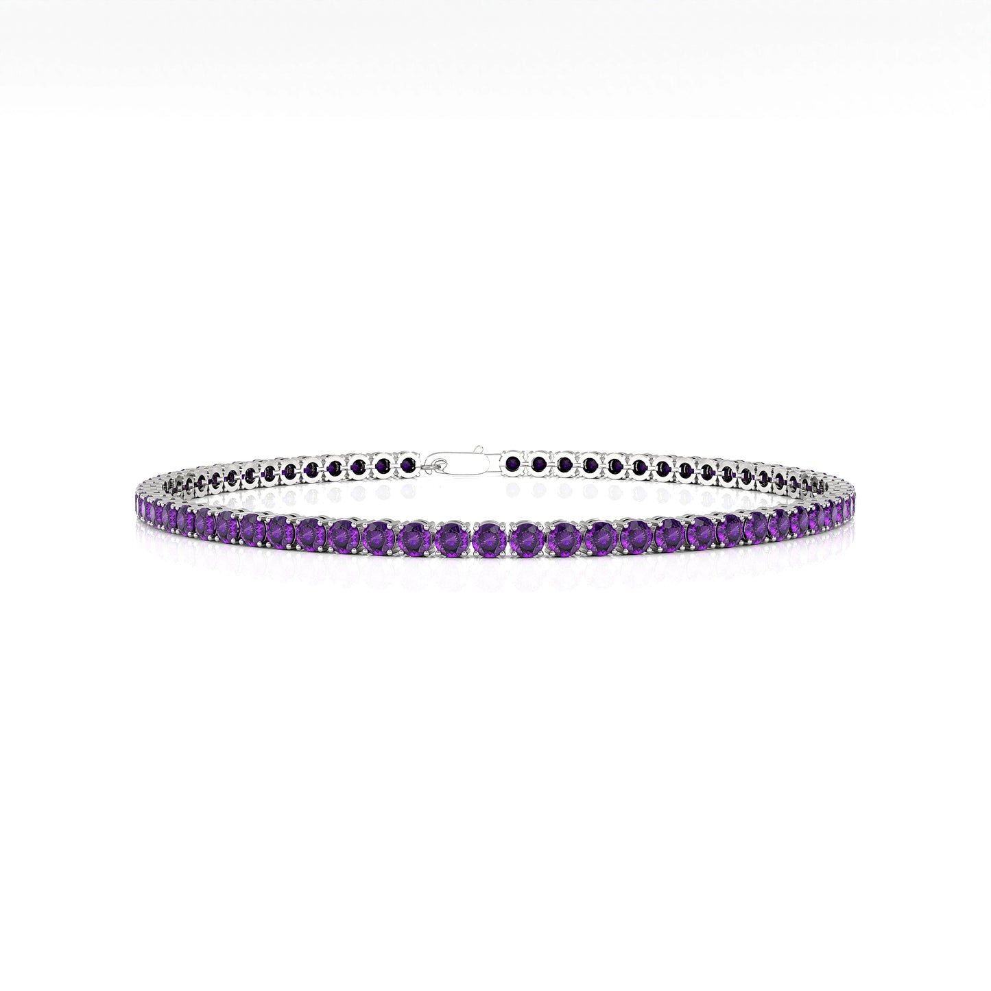 14Kt Pure Gold Natural Purple Amethyst Classic Tennis Chain Bracelet Luxury Fine Jewelry Gift for Party Occasions Unisex