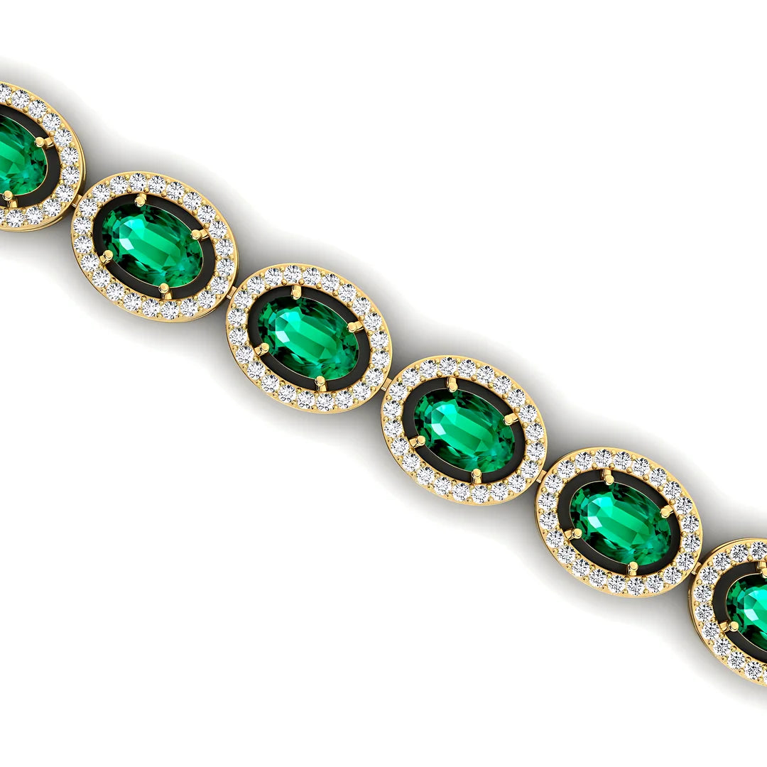 14k Solid Gold Oval Cut Emerald and Round Diamond Tennis Bracelet Fine Jewelry 2025 Beautiful Cluster Tennis Bracelets for Women