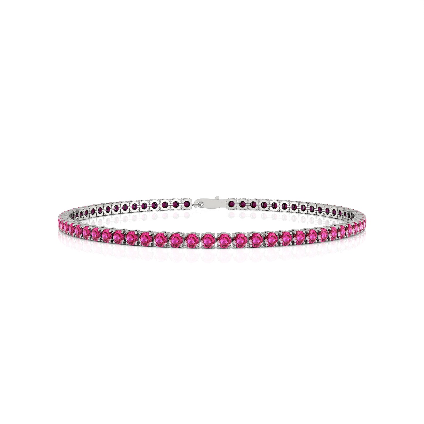 14K Gold Classic Tennis Bracelet Natural Pink Sapphire Cut Gemstone 2.00 Ctw Customized Size for Wedding Party Gift-Direct