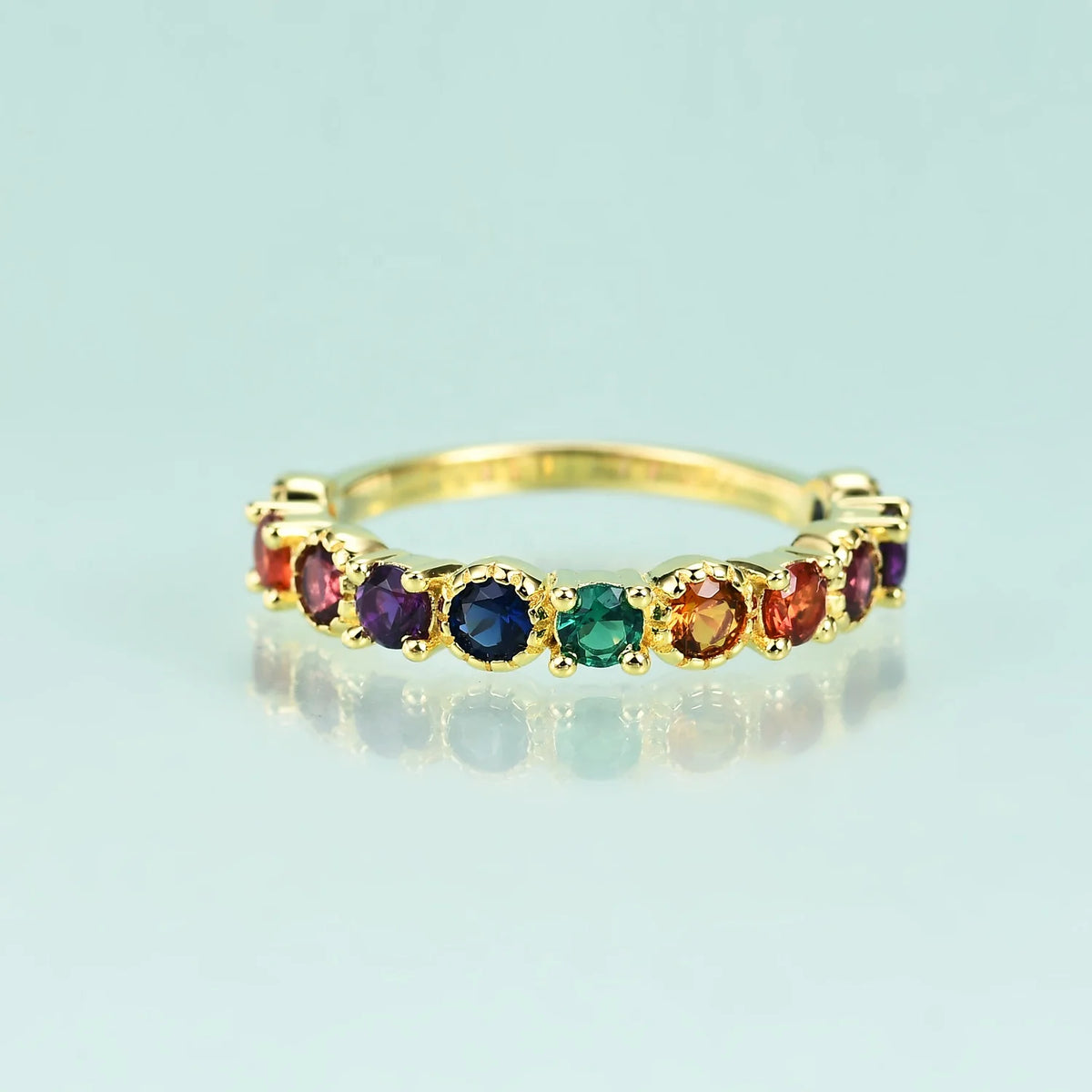 ArtistA OL0953R Abiding Factory 925 Sterling Silver Colorful Jewelry Cz Opal Gemstone Stackable Eternity Band Ring for Girls