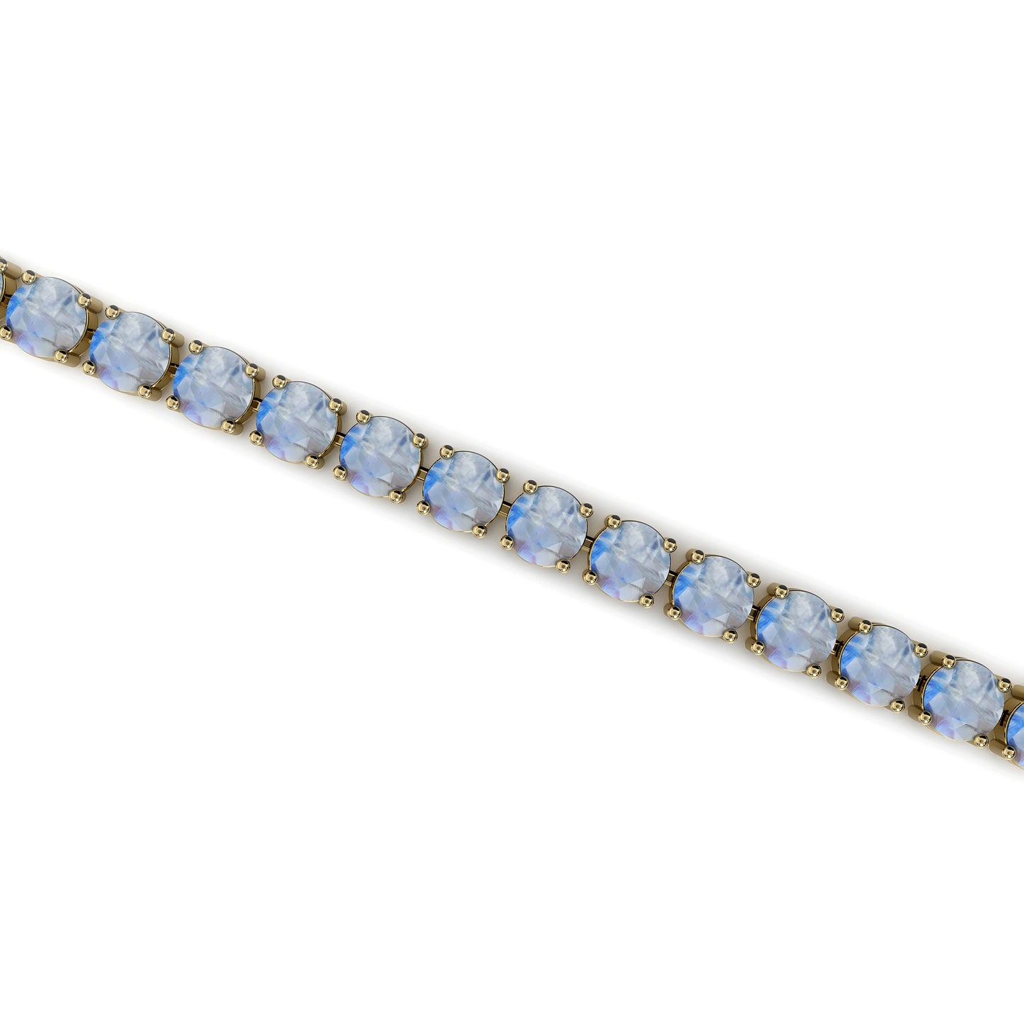 New Arrival Natural Rainbow Moonstone Cut Gemstone Tennis Chain Bracelet 14K Solid Gold Fine Jewelry Gift