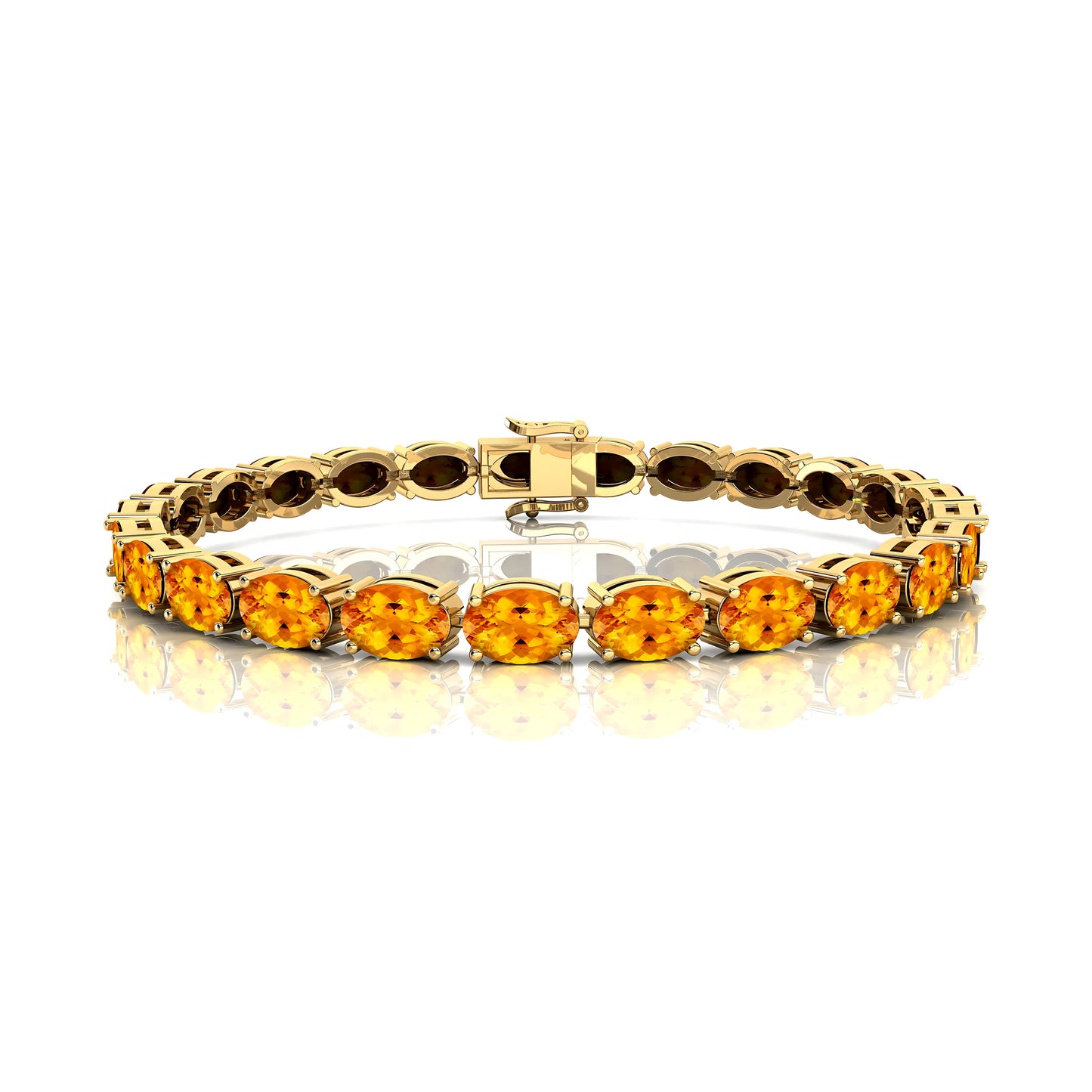 Best Selling 14K Gold Tennis Bracelet with Natural Oval Yellow Citrine Gemstone Classic Style Wedding Party Tennis Bracelet