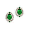 Lab Grown Emerald Gemstone Teardrop Halo Stud Earrings Solid 18kt Yellow Rose White Gold Rhodium Cute Design Gift For Her