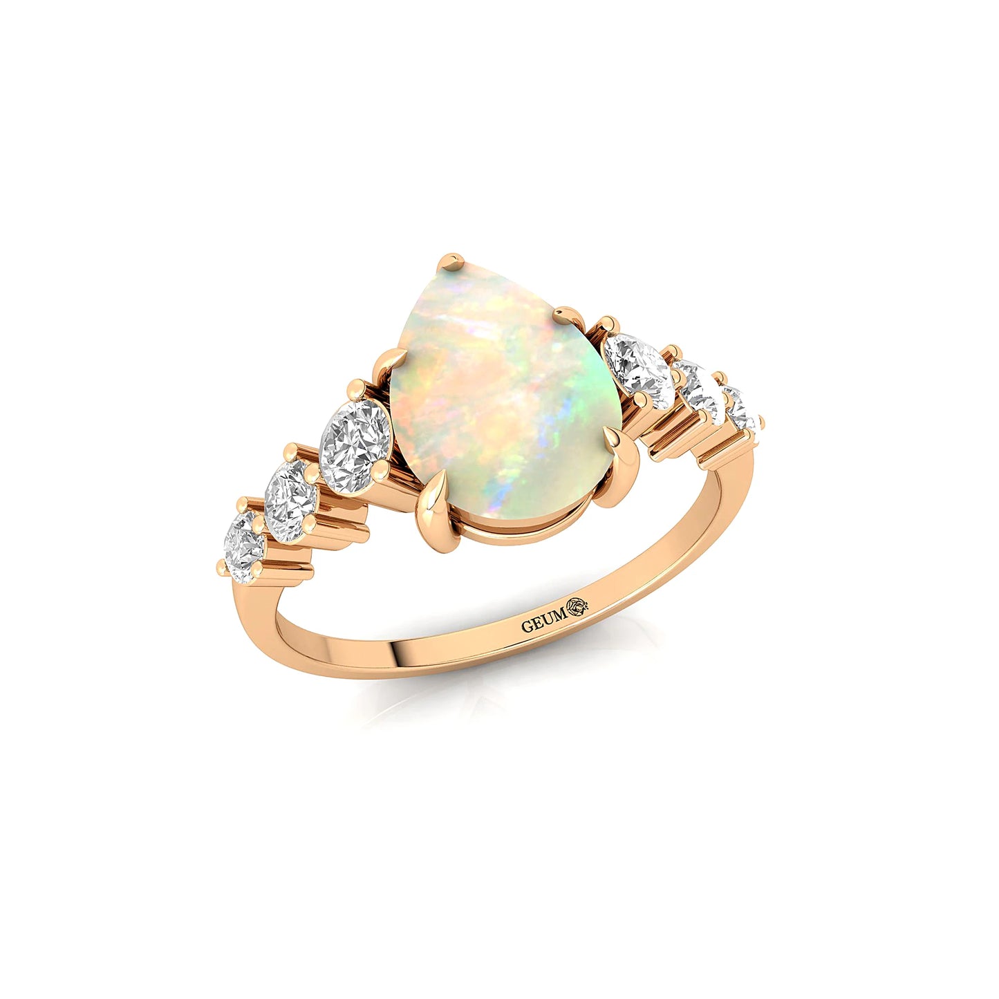 18k Solid Gold Engagement Gift Natural Ethiopian Opal Gemstone Real Diamond Classic Pave Setting Rings Luxurious Bridal Jewelry