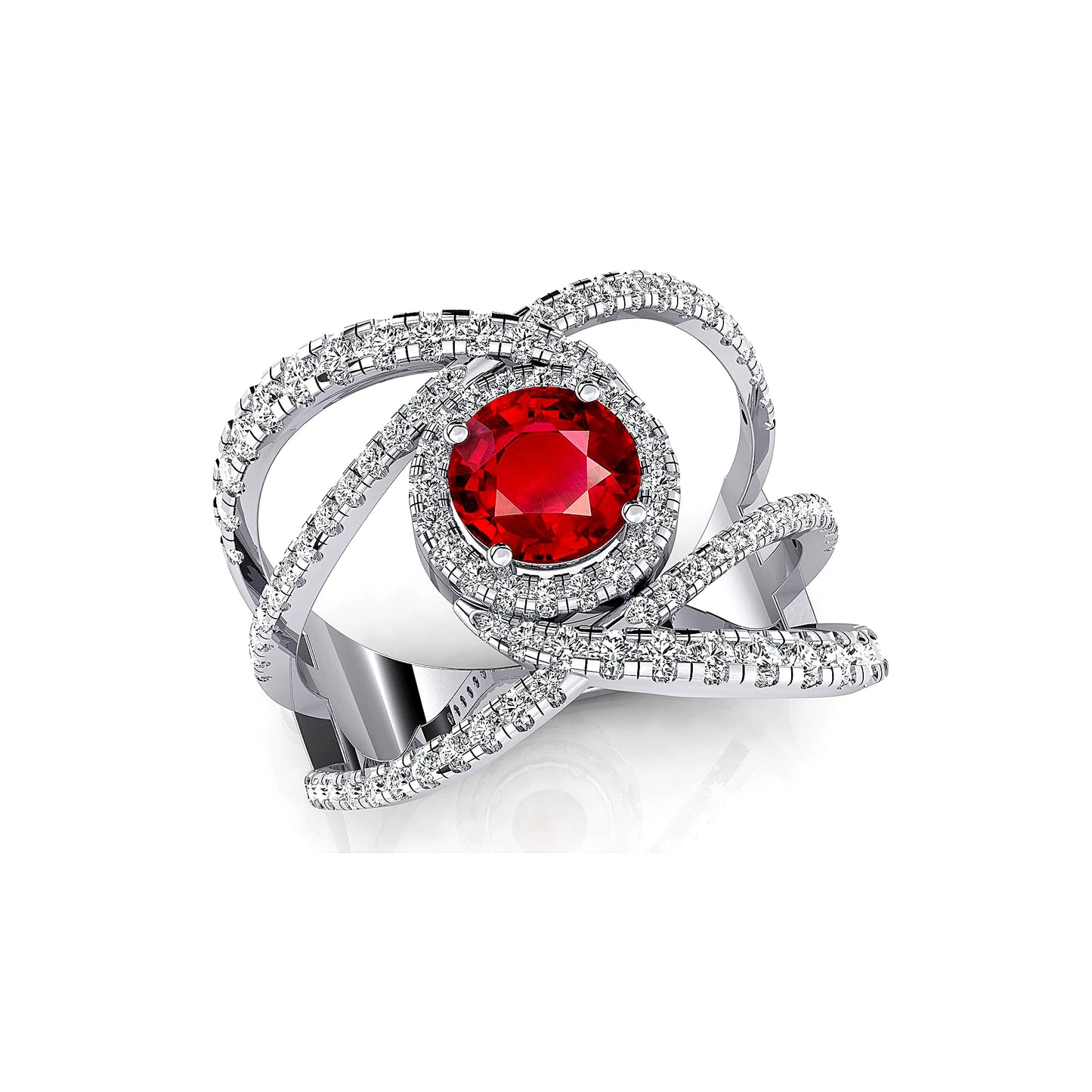 Elegant Design July Birthstone Lab Grown Ruby Gemstone & Diamond Cluster Prong Setting 18k Solid Rings Unique Wedding Gold Rings