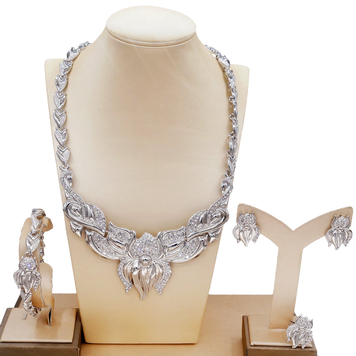 Zhuerrui Big Flowers I Love You Xoxo Hug and Kiss Jewelry Set Dubai Wedding Golden Fashionable Luxury Necklace Jewelry Set X0095