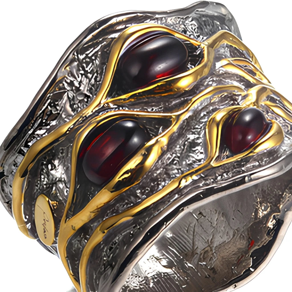 Unisex 925 Sterling Silver Jewelry Wedding Rings Birthday Gift Garnet Ring