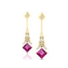 Handmade Solid Gold Cute Rhodium Plated Drop Earrings Lab Grown Pink Sapphire Gemstone Diamonds Wedding Party Gift Jewelry Women