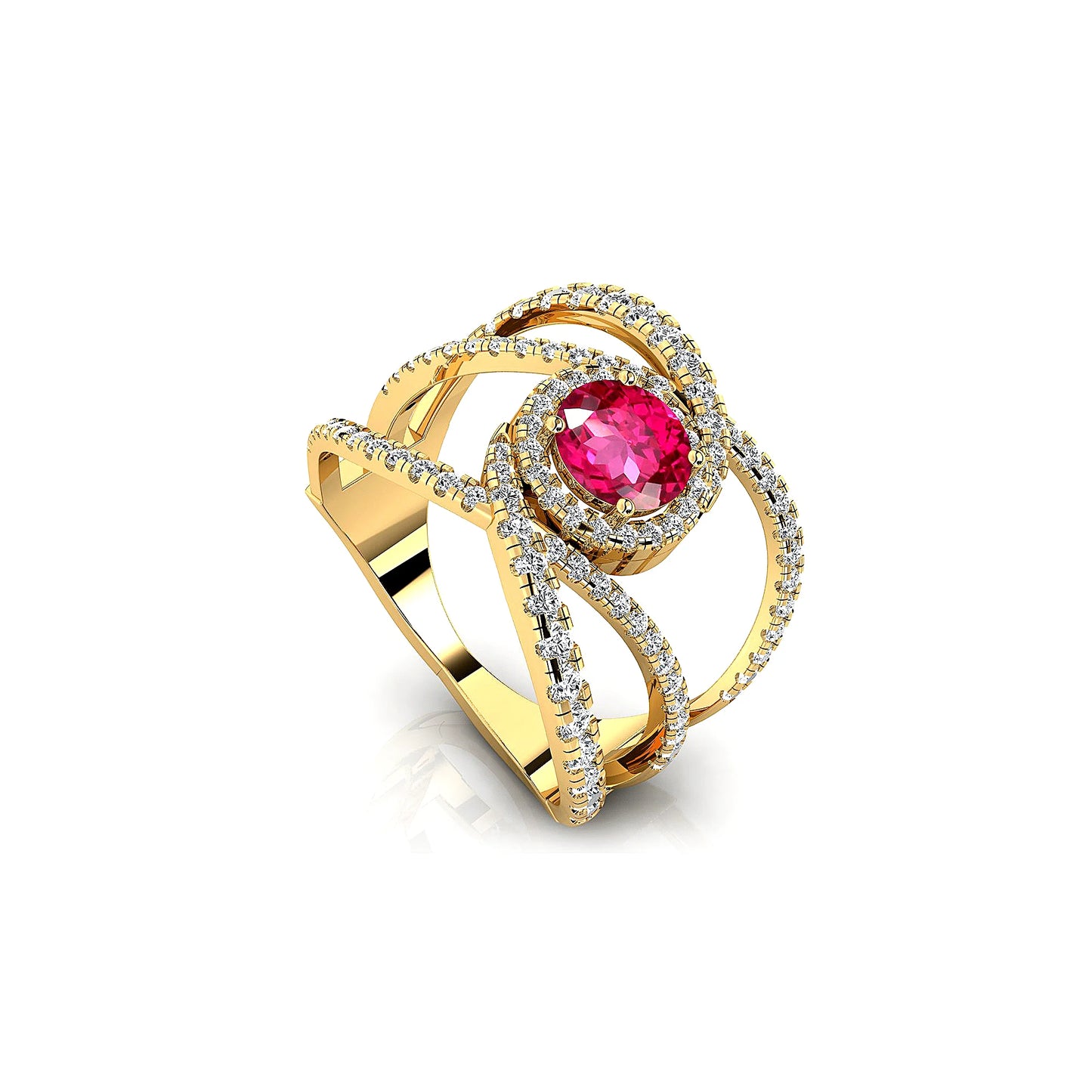 18k Solid Gold Handmade Dainty Rings Adorned Cut Lab Grown Pink Sapphire Gemstone Real Diamonds Rhodium Plated Wedding Bulk OEM