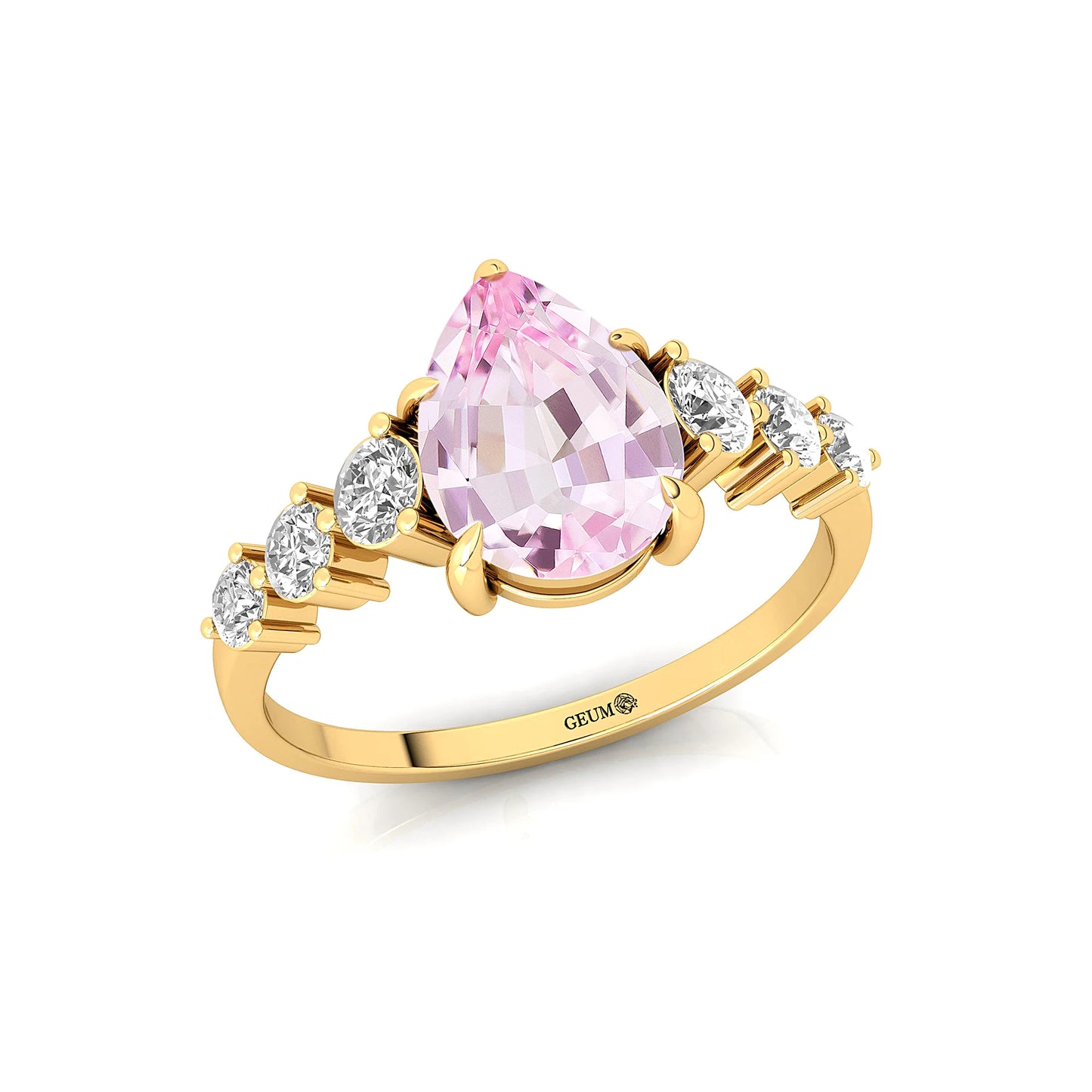 Natural June Birthstone Precious Morganite Gemstone Cluster Rings 14k Solid Gold Natural Certified Diamond Classic Party Jewelry
