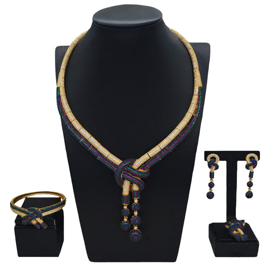 Zhuerrui New Design Sense Jewelry Set American High-end Diamond Series Ladies Classic Inheritance Wedding Four SetsHZ24019236