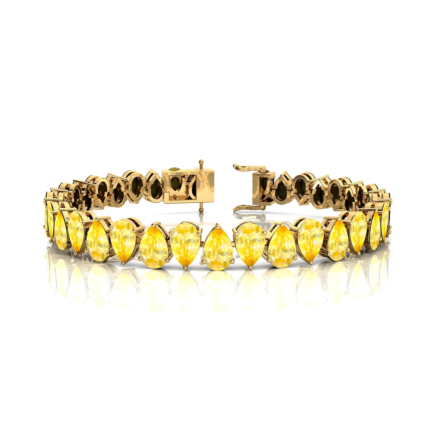 Women's Natural Yellow Sapphire Tennis Bracelet 14K Gold Pear Shaped Prong Setting 2025 Elegant Charm Gemstone Tennis Bracelets