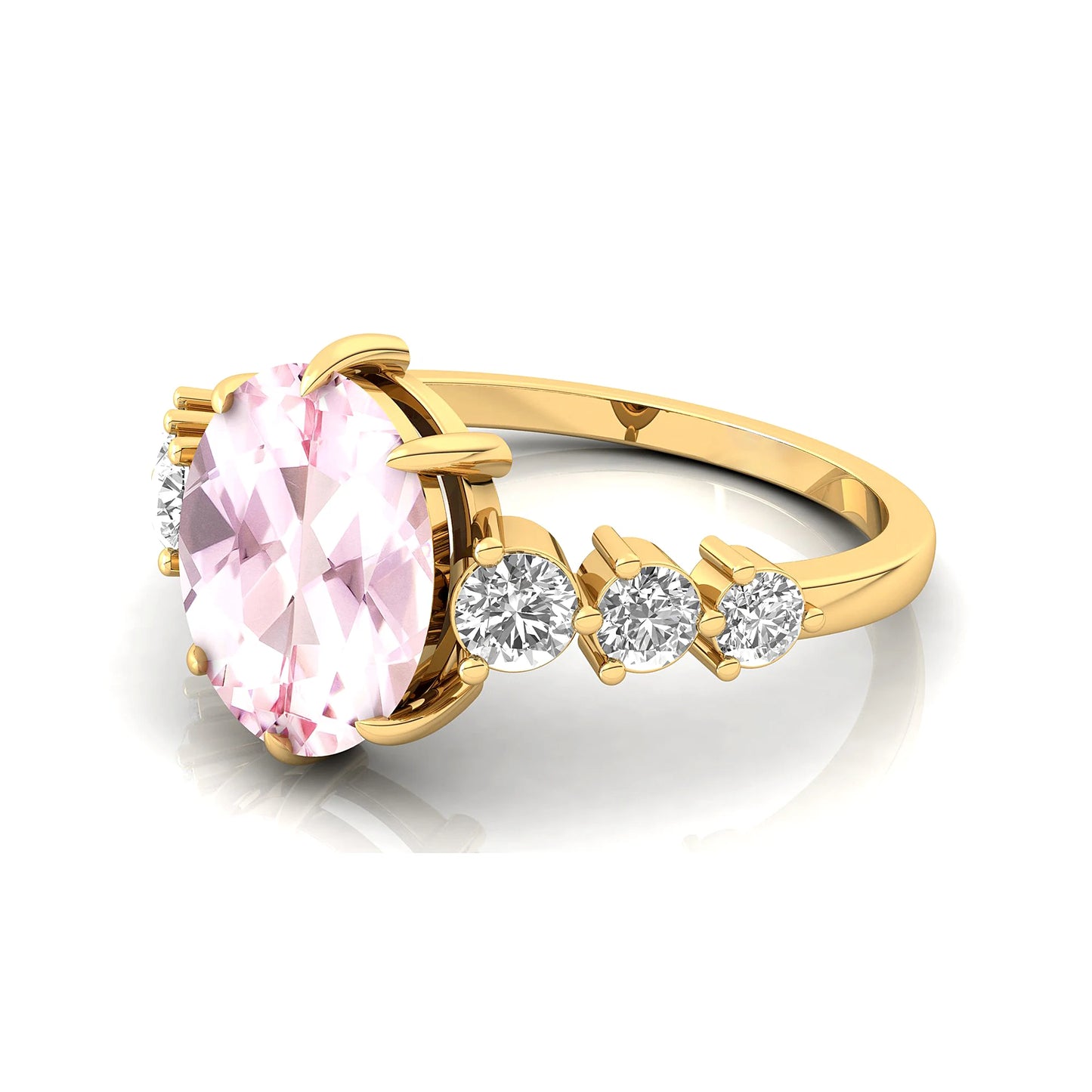 Luxurious 14k Solid Gold Cluster Rings Adorned Natural Morganite Gemstone 0.5ct Accent Diamond Pave Setting Unisex Ring