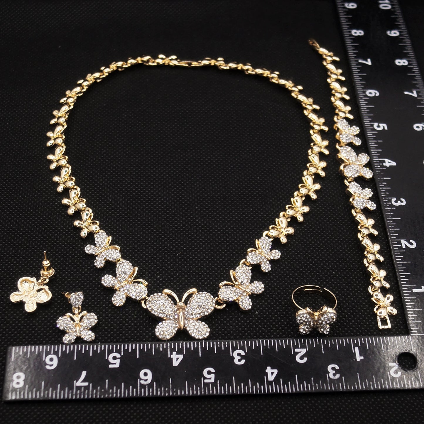 Zhuerrui New Beautiful and Noble Small Butterfly Gift Wedding Set Plating Gold Women Necklace Bracelet Earring Jewelry Z0009