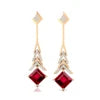 18kt Solid Gold Cute Lab Grown Ruby Gemstone & Real Diamond Dangle Drop Earring for Wedding Party & Gift Direct Factory Supplier