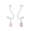 18k Solid Gold Rhodium Plated Dangling Drop Earrings Wedding Jewelry Natural Morganite Gemstone & Real Diamonds Earrings For Her