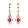 Solid Gold Luxurious Design Pear Cut Lab Grown Pink Sapphire Gemstone Cute Wedding OEM Birthstone Dangle Drop Earring