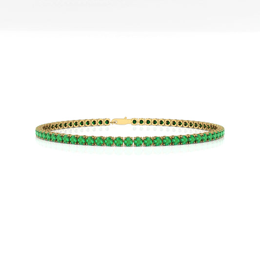 2026 14k Gold Natural 2mm Zambian Emerald Gemstone Tennis Bracelet Infinity Design Stacking Fine Jewelry Women Customized Size